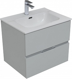Aquanet Мебель для ванной Алвита New 60 2 ящика подвесная серая матовая – фотография-7